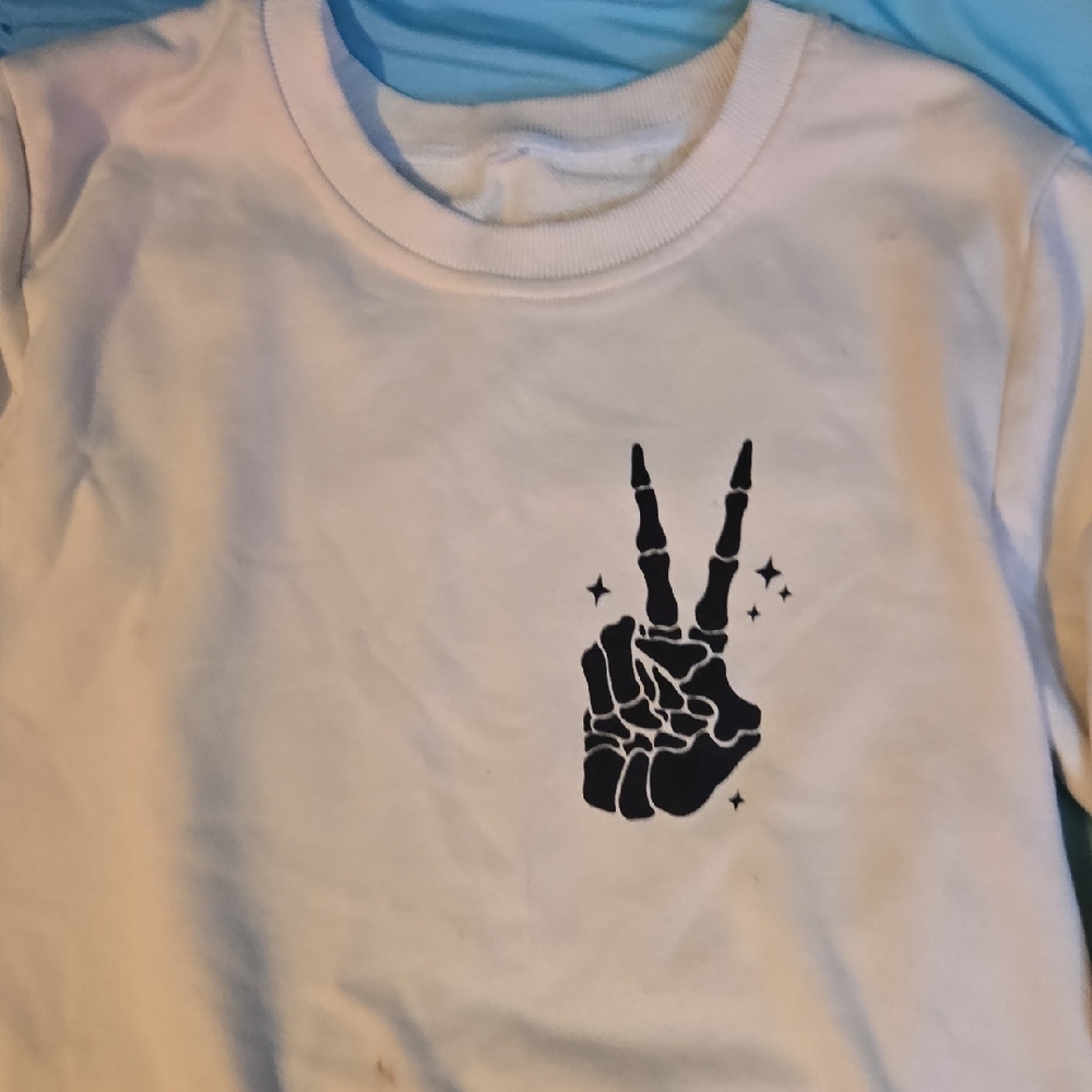 Kids White Long Sleeve Shirt with Peace Sign